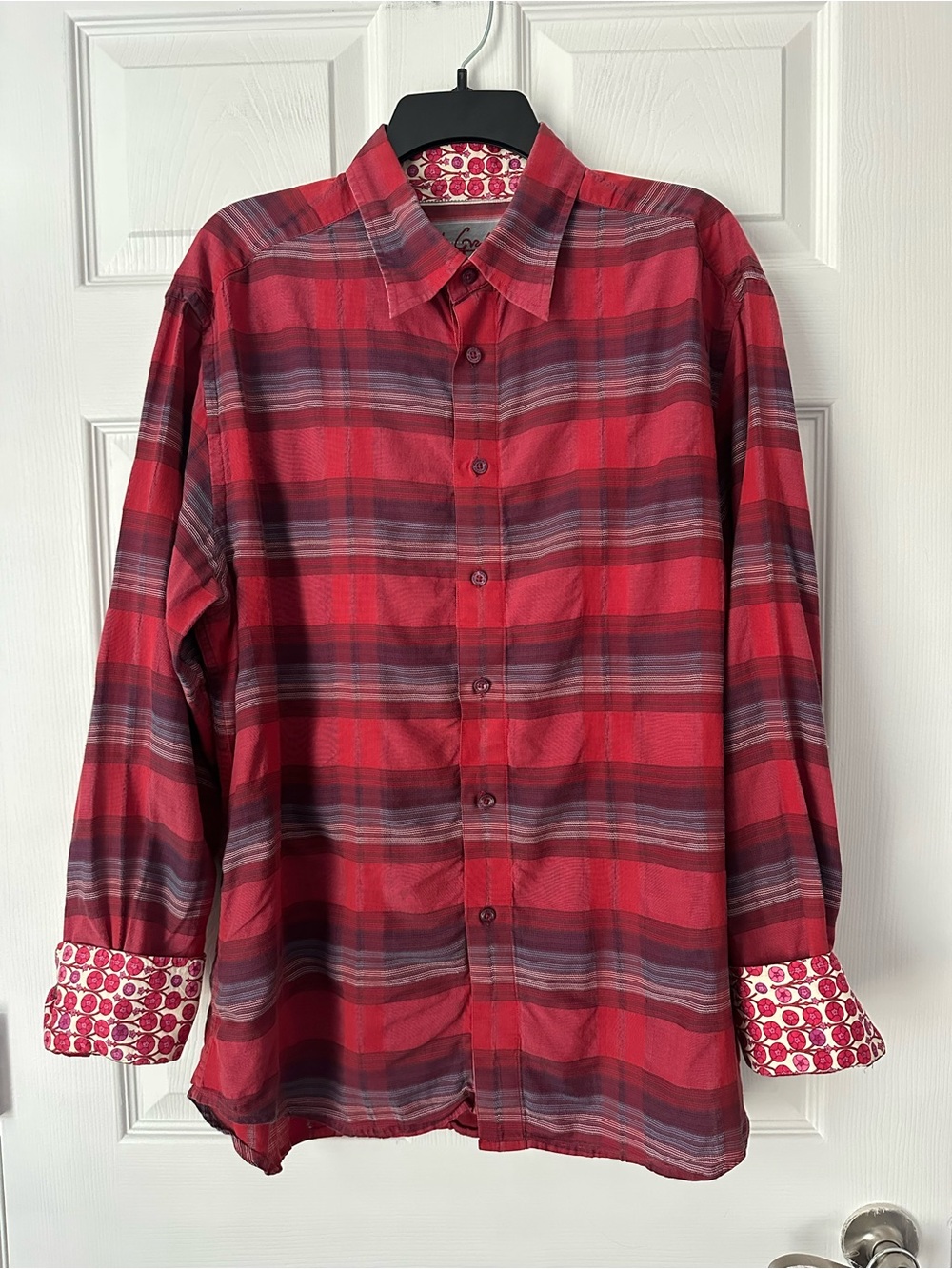 Rare" Vintage Robert Graham Men’s long sleeve Red Plaid Size Extra Large